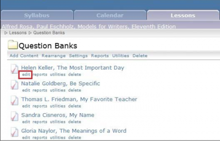 Course cartridges edit question banks Course cartridges_Angel 6.3_ edit question banks