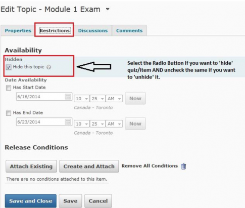 D2L Hide this topic D2L Hide this topic to hide a quiz